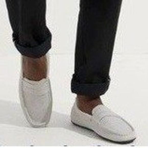 Rothy's Driving Loafer Light Grey Herringbone Knit Slip On Men's Size 10 EUC